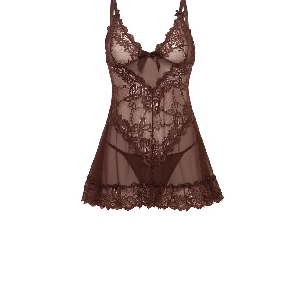 Lace Sheer Brown Chemise